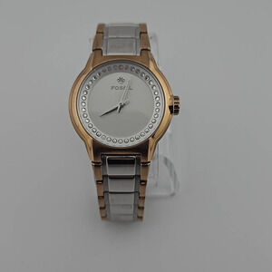 Fossil Dress Collection FS4419 Rose Gold Two Tone Watch New Battery